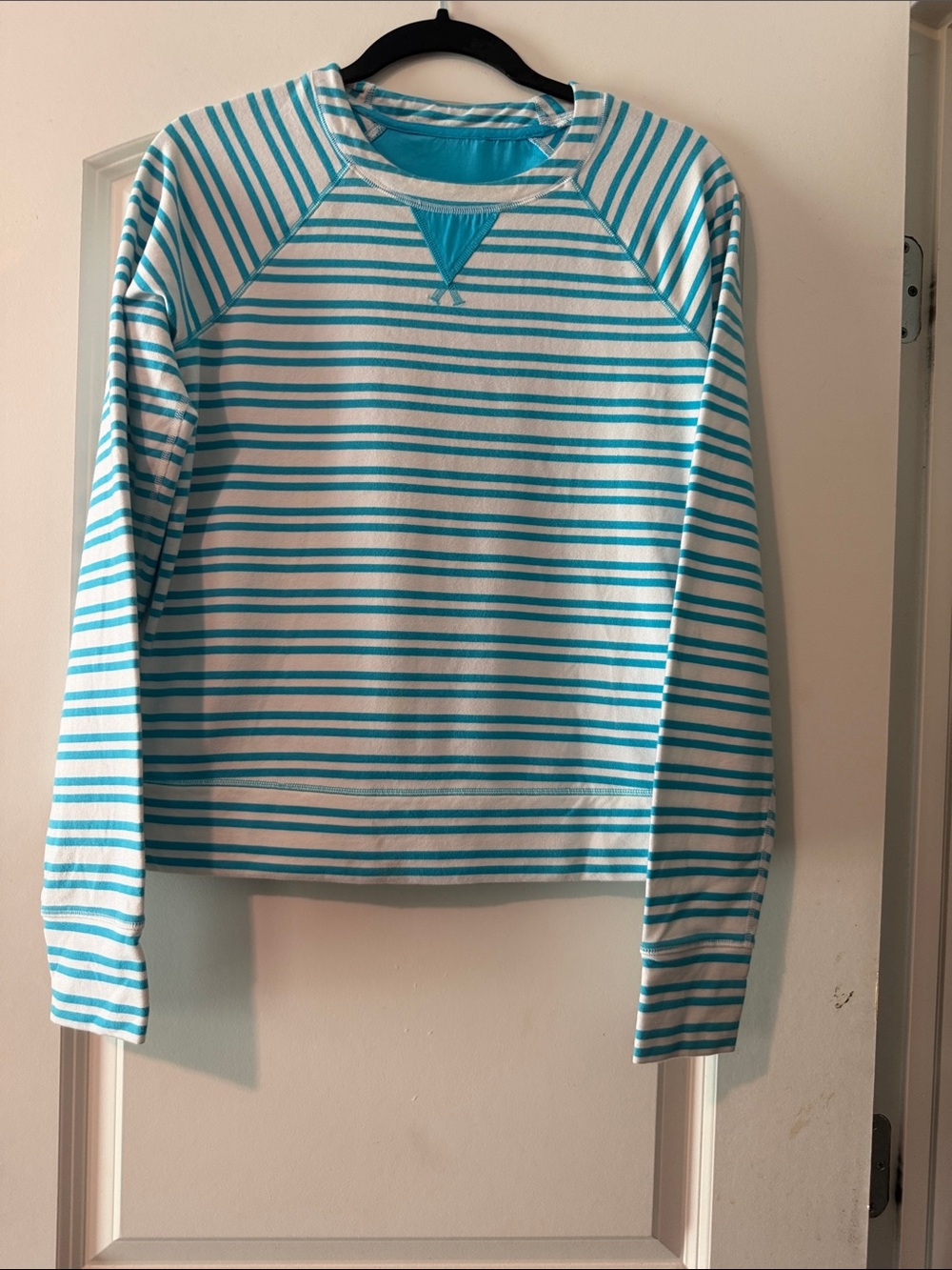 lululemon athletica Turquoise and White Striped Long Sleeve Top